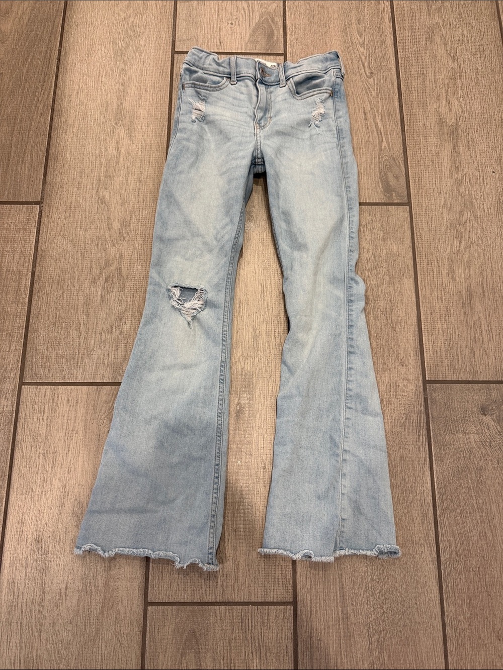abercrombie kids Light Wash Distressed Flare Jeans